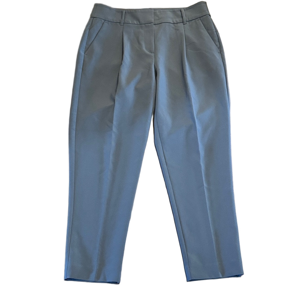 LOFT Slate Blue Straight Leg High-Rise Pleated Dress Pants